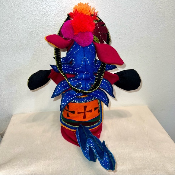 Donkey Horse Hand Puppet Wool Boho COLORFUL Festive Spain Mexico Exotic 1966/69 - Picture 4 of 8